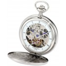 Charles-Hubert Paris Stainless Steel Polished Finish Double Hunter Case Mechanical Pocket Watch