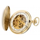 Charles-Hubert Paris Gold-Plated Stainless Steel Satin Finish Hunter Case Mechanical Pocket Watch